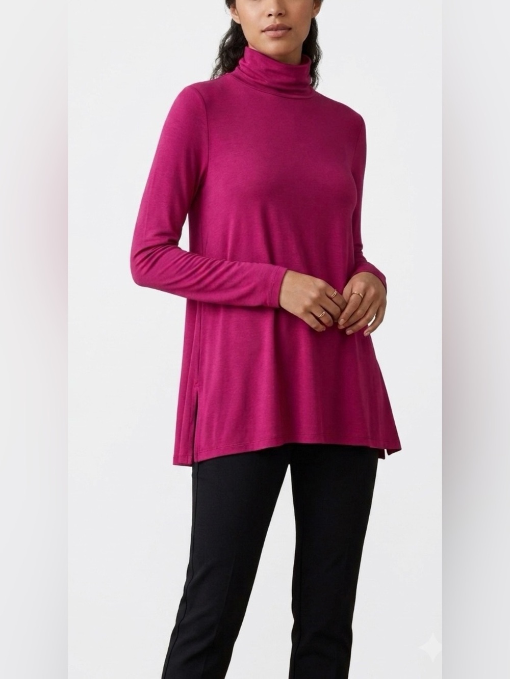 Grace Elements Magenta Turtleneck Long-Sleeve Tunic